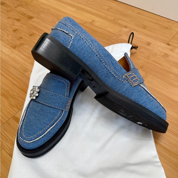 Ganni Crystal Embellished Denim Loafers - Picture 7 of 9